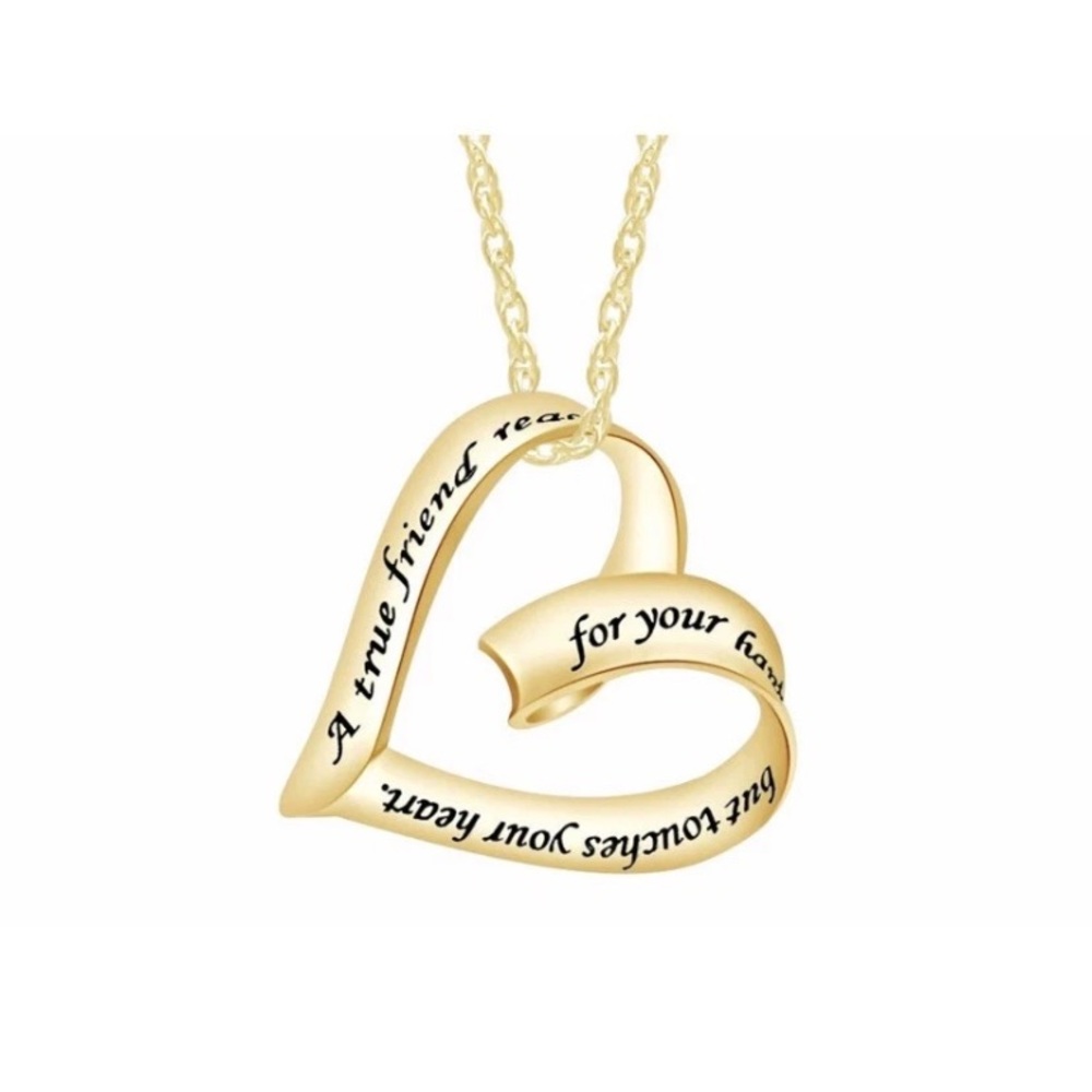 925 Sterling Silver Heart Pendant Necklace 18” Rope Chain Gold Tone